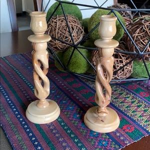 All wood candle holders